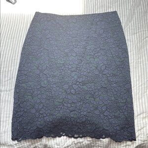 Elegant Tory Burch Lace Pencil Skirt - Navy Blue with green lining  size 10